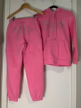 Juicy Couture Pink Rhinestone 'Juicy Forever' Hoodie & Joggers Set
